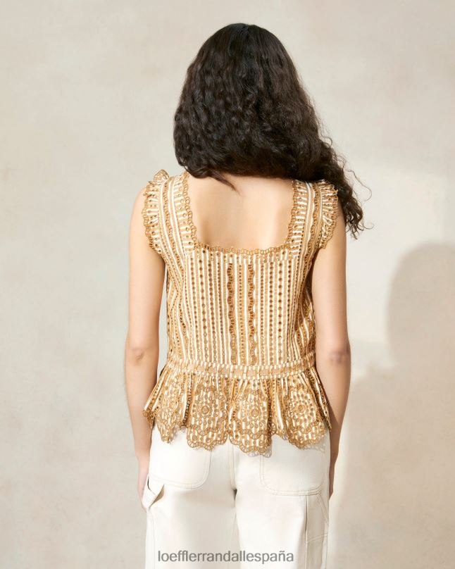 ropa 04282214 raya marrón mujer Loeffler Randall blusa festoneada arden d