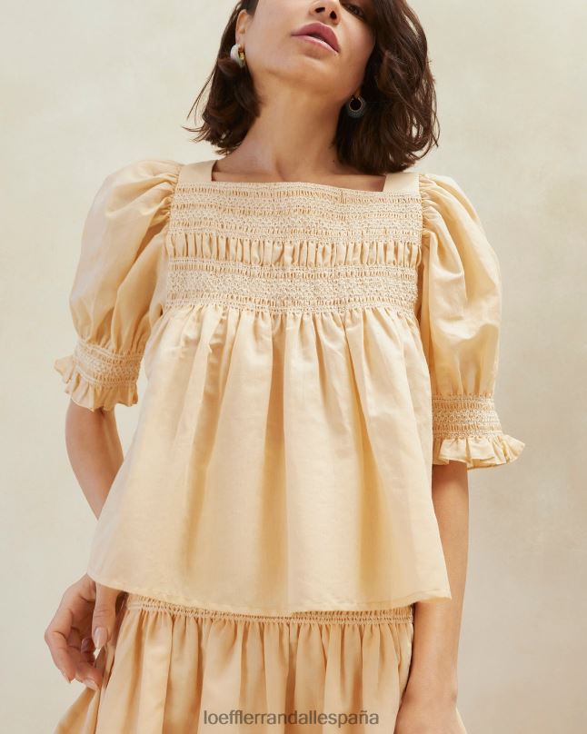 ropa 04282236 arena/crudo mujer Loeffler Randall top fruncido lydie