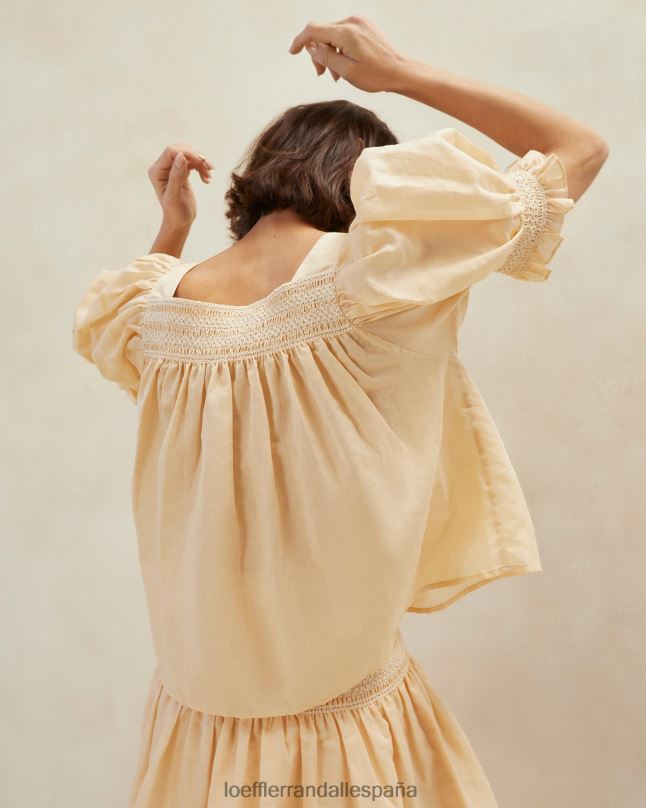 ropa 04282236 arena/crudo mujer Loeffler Randall top fruncido lydie