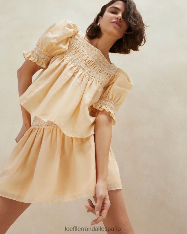 ropa 04282236 arena/crudo mujer Loeffler Randall top fruncido lydie