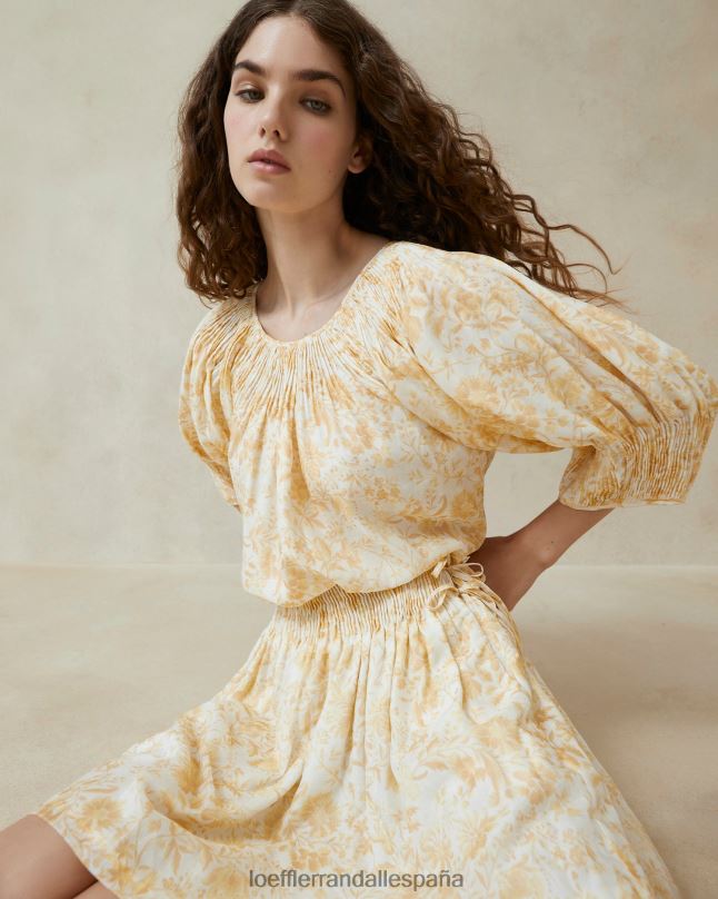 ropa 04282241 floral de vid tonal mujer Loeffler Randall top fruncido sloane