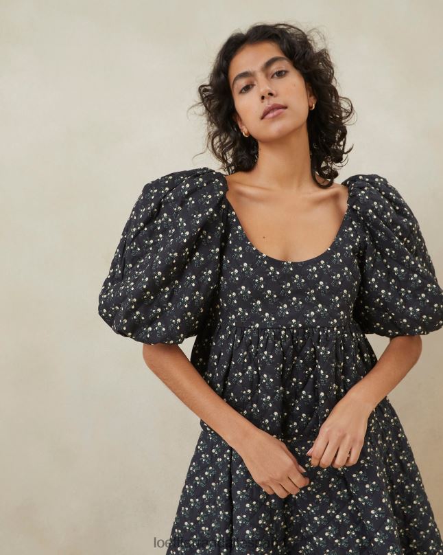 ropa 04282247 florecitas negras mujer Loeffler Randall top acolchado jessalyn