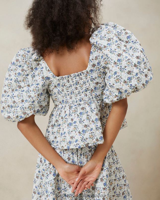 ropa 04282248 crema/floral mujer Loeffler Randall top acolchado jessalyn
