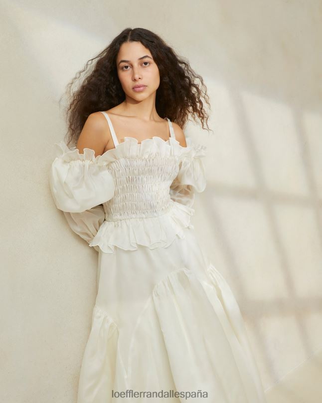 ropa 04282170 crema mujer Loeffler Randall vestido de organza fruncido suzette