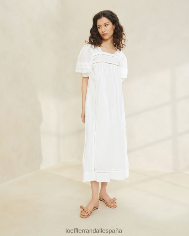 ropa 04282171 blanco mujer Loeffler Randall vestido agosto con mangas abullonadas