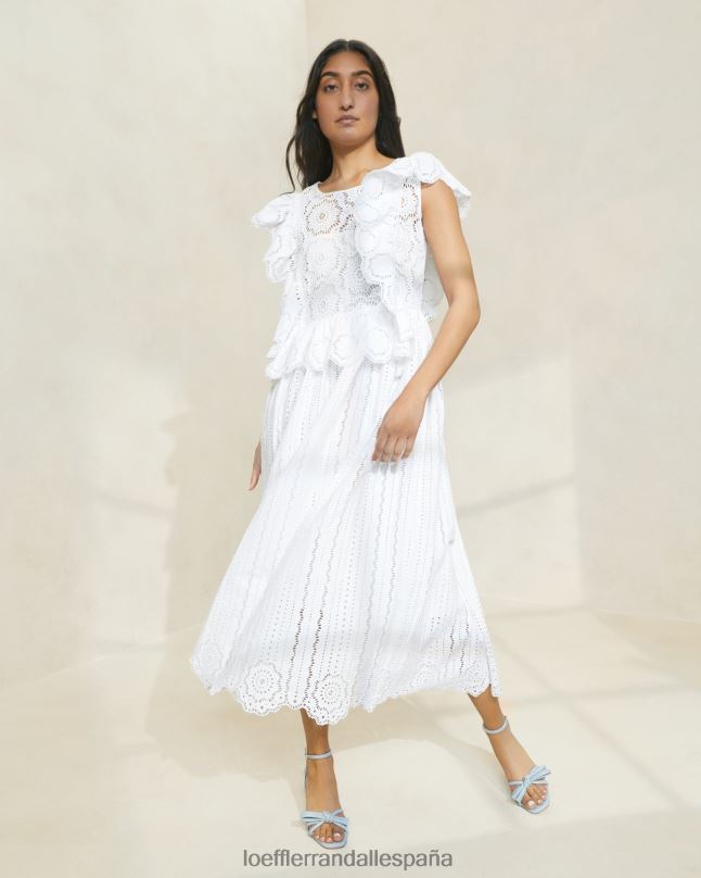 ropa 04282173 Marfil mujer Loeffler Randall vestido brynn de encaje con mangas onduladas