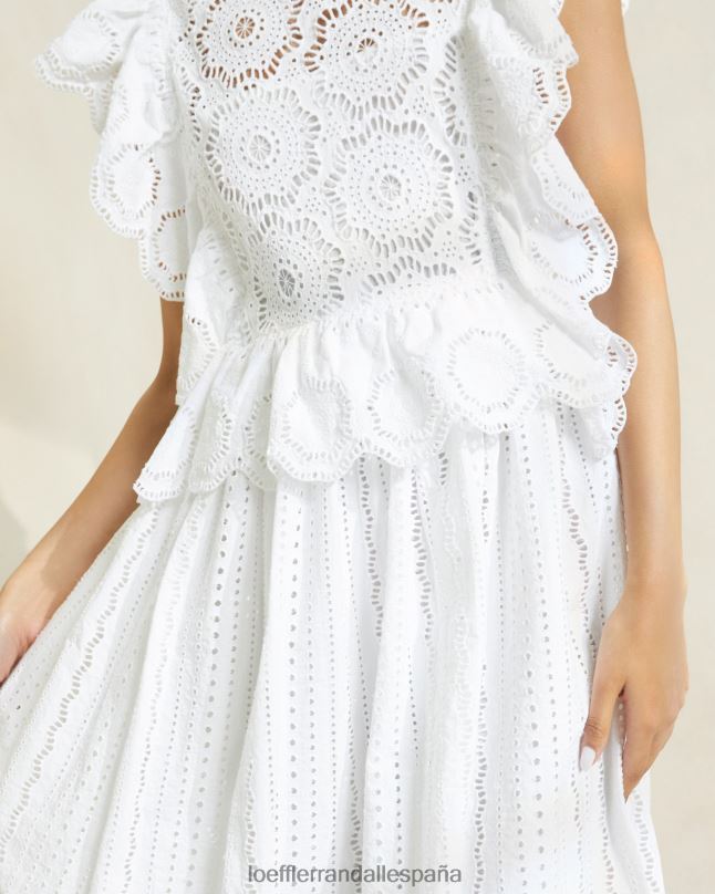ropa 04282173 Marfil mujer Loeffler Randall vestido brynn de encaje con mangas onduladas