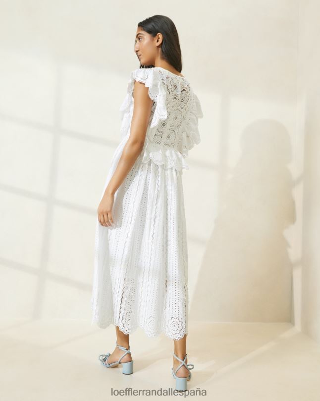 ropa 04282173 Marfil mujer Loeffler Randall vestido brynn de encaje con mangas onduladas