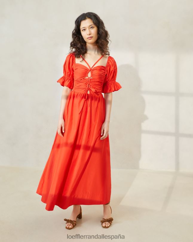 ropa 04282177 amapola mujer Loeffler Randall vestido yael con corpiño fruncido
