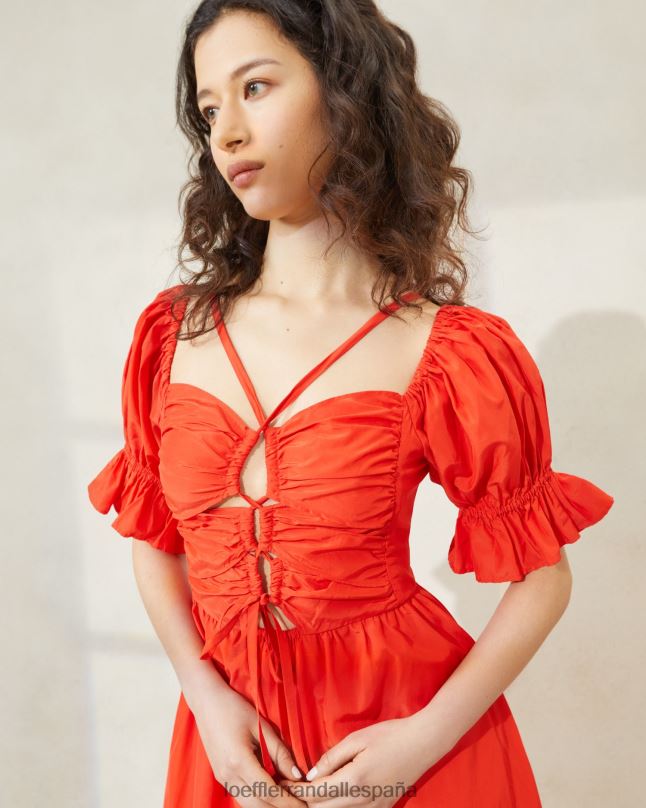 ropa 04282177 amapola mujer Loeffler Randall vestido yael con corpiño fruncido