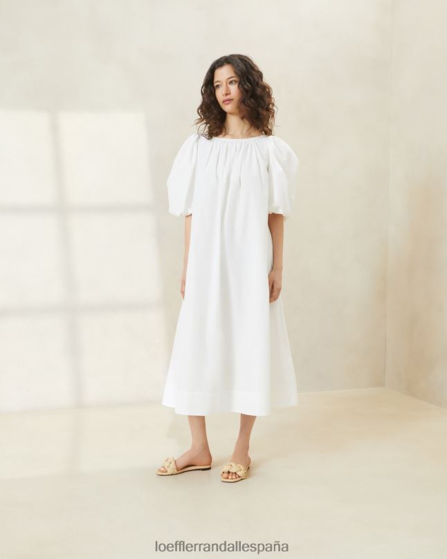 ropa 04282178 blanco mujer Loeffler Randall vestido mimi oversize con mangas abullonadas