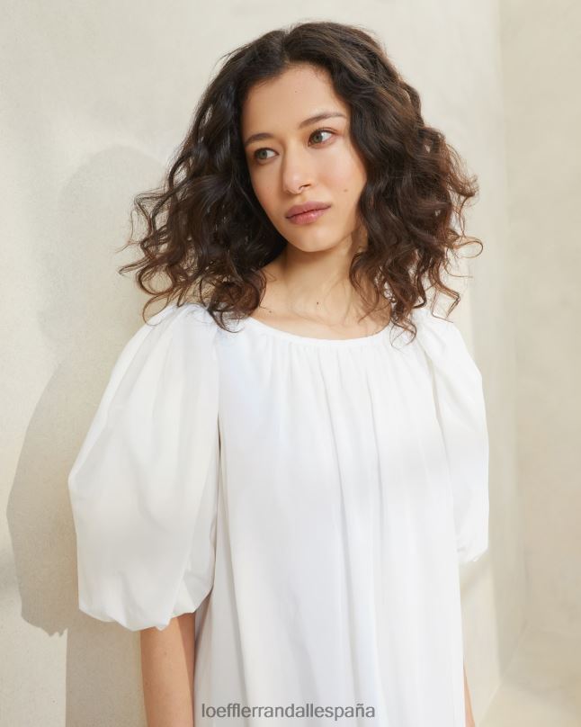ropa 04282178 blanco mujer Loeffler Randall vestido mimi oversize con mangas abullonadas