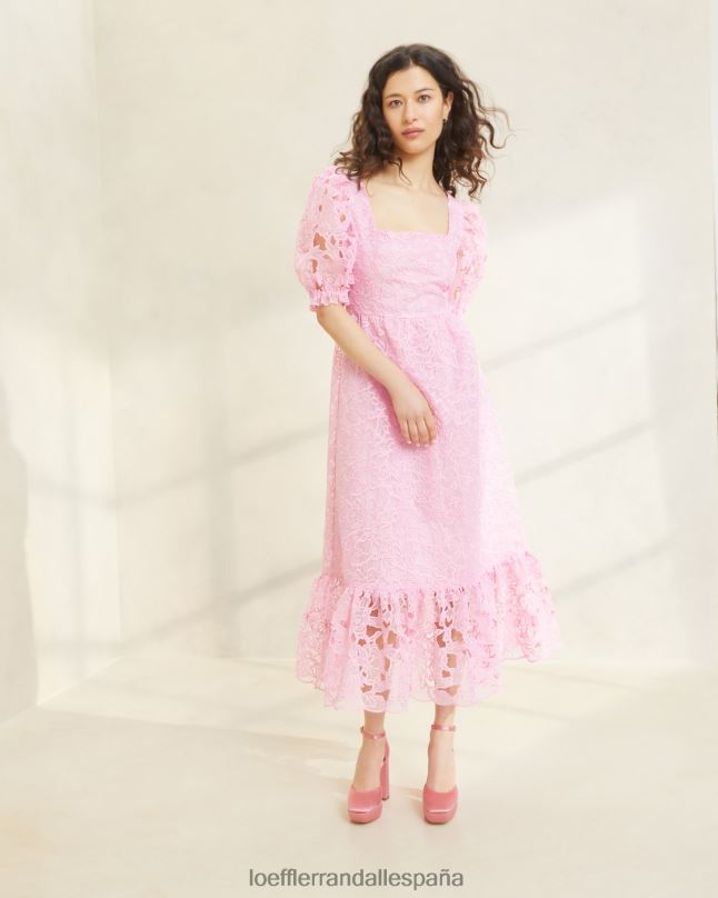 ropa 04282181 rosa mujer Loeffler Randall vestido addison con mangas abullonadas