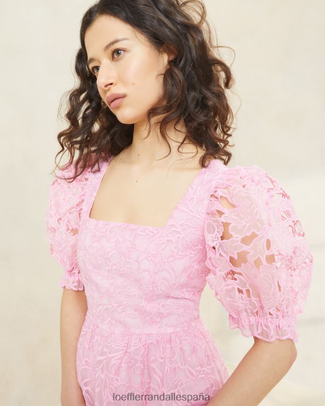 ropa 04282181 rosa mujer Loeffler Randall vestido addison con mangas abullonadas