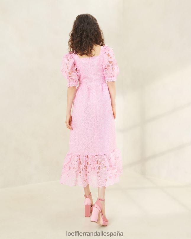 ropa 04282181 rosa mujer Loeffler Randall vestido addison con mangas abullonadas