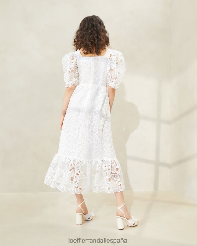 ropa 04282182 crema mujer Loeffler Randall vestido addison con mangas abullonadas