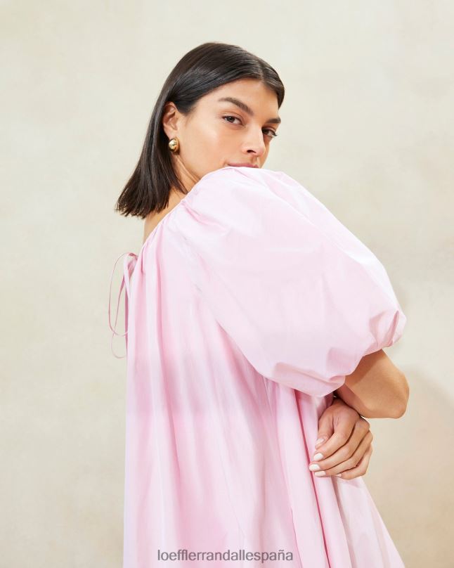 ropa 04282183 Rosa suave mujer Loeffler Randall vestido mimi rosa extragrande con mangas abullonadas