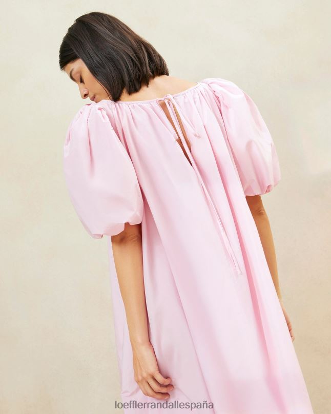 ropa 04282183 Rosa suave mujer Loeffler Randall vestido mimi rosa extragrande con mangas abullonadas