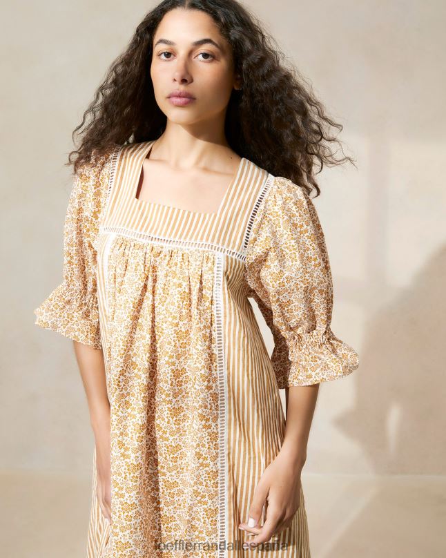 ropa 04282184 floral marrón/rayas marrones mujer Loeffler Randall vestido largo phillipa