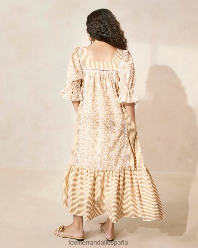 ropa 04282184 floral marrón/rayas marrones mujer Loeffler Randall vestido largo phillipa