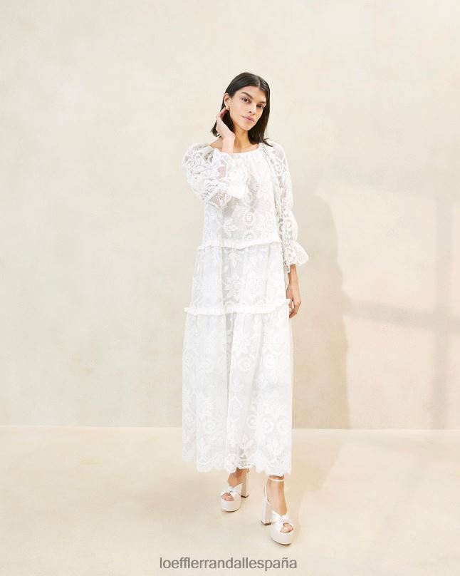 ropa 04282187 blanco mujer Loeffler Randall vestido antoinette de encaje a capas