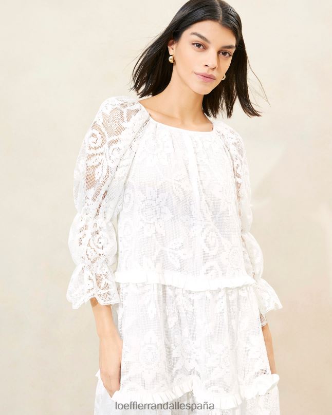 ropa 04282187 blanco mujer Loeffler Randall vestido antoinette de encaje a capas