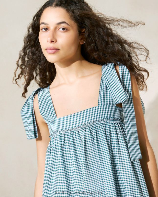ropa 04282191 mini cuadros verdes mujer Loeffler Randall vestido janie con dobladillo con volantes