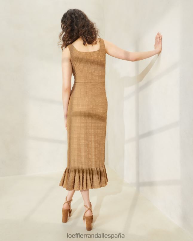 ropa 04282195 marrón mujer Loeffler Randall yessica vestido sin mangas con volantes en el dobladillo