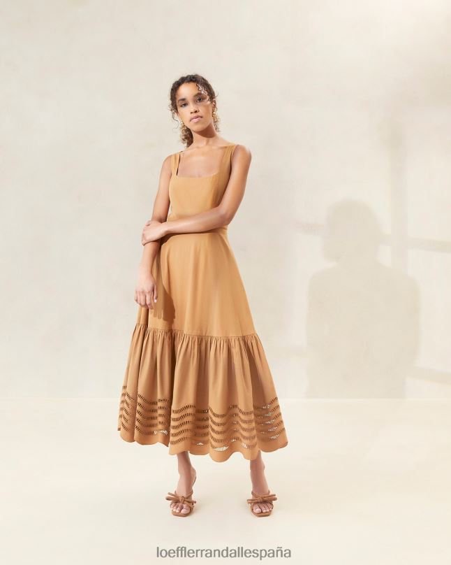 ropa 04282197 chocolate mujer Loeffler Randall vestido midi con bordado Carine