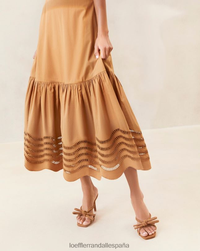 ropa 04282197 chocolate mujer Loeffler Randall vestido midi con bordado Carine