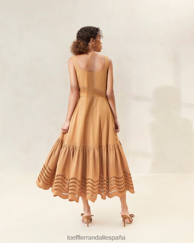 ropa 04282197 chocolate mujer Loeffler Randall vestido midi con bordado Carine