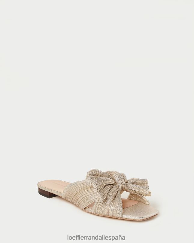 zapatos 04282100 platino mujer Loeffler Randall chanclas con lazo plisado Daphne