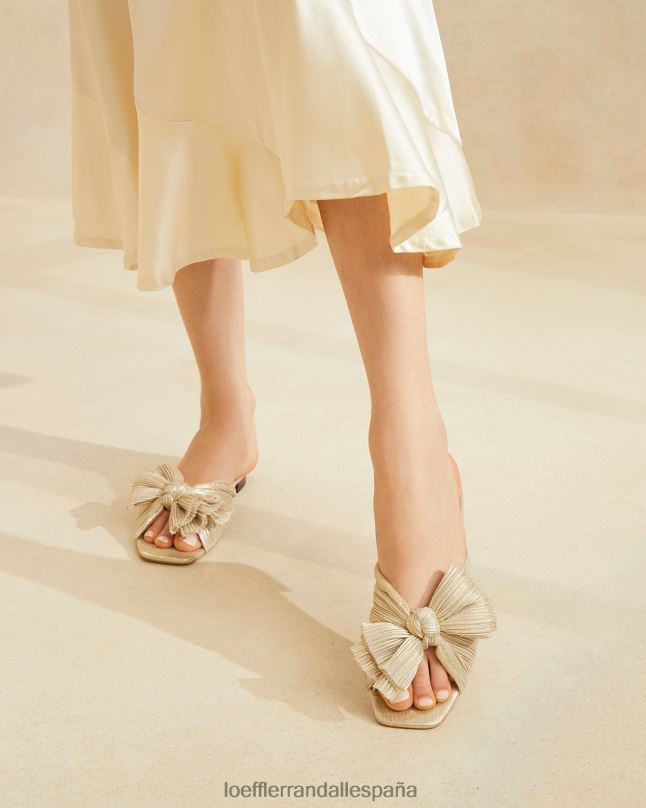 zapatos 04282100 platino mujer Loeffler Randall chanclas con lazo plisado Daphne