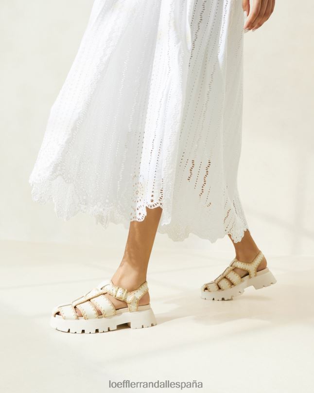 zapatos 04282112 crema/natural mujer Loeffler Randall sandalia enjaulada talia