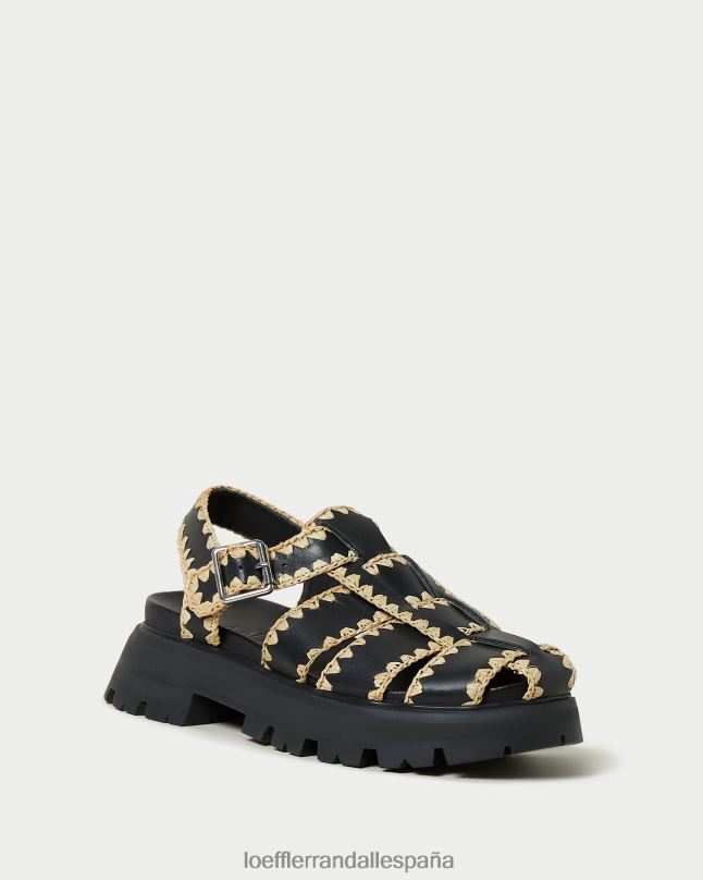 zapatos 04282125 negro/natural mujer Loeffler Randall sandalia enjaulada talia