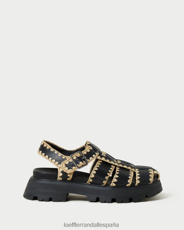 zapatos 04282125 negro/natural mujer Loeffler Randall sandalia enjaulada talia