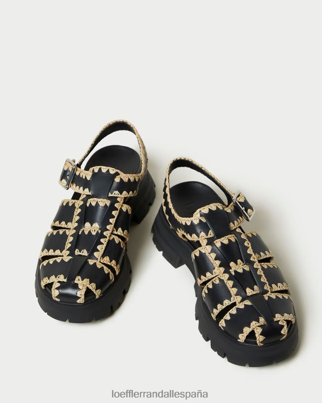 zapatos 04282125 negro/natural mujer Loeffler Randall sandalia enjaulada talia
