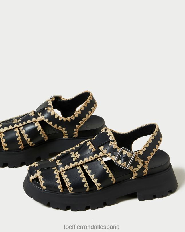zapatos 04282125 negro/natural mujer Loeffler Randall sandalia enjaulada talia