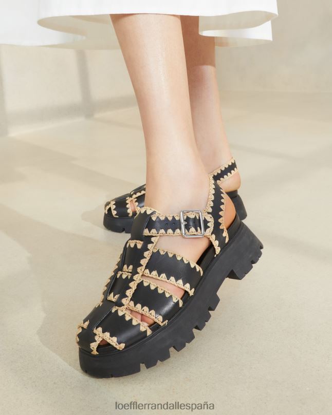 zapatos 04282125 negro/natural mujer Loeffler Randall sandalia enjaulada talia