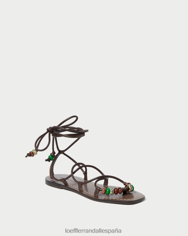 zapatos 04282134 chocolate mujer Loeffler Randall sandalia colleen con nudo y cordones