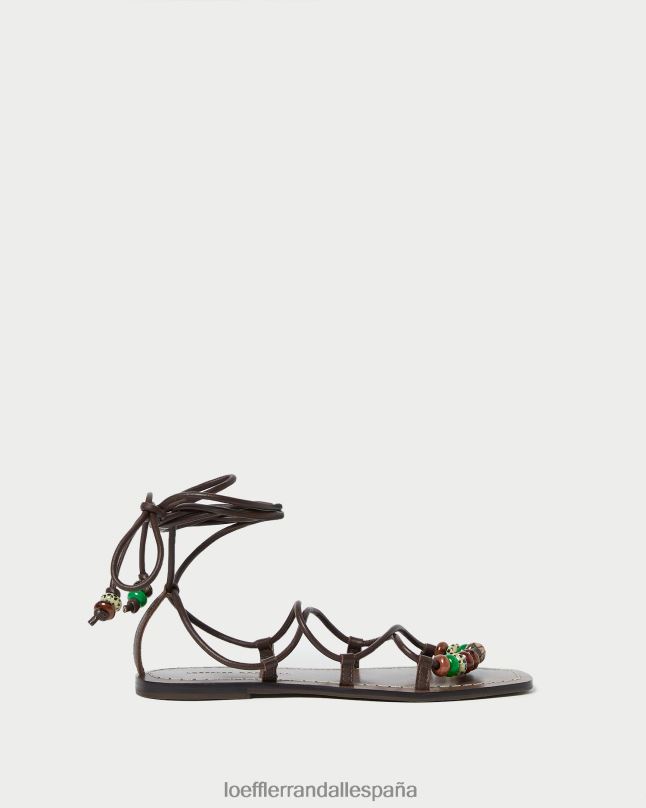 zapatos 04282134 chocolate mujer Loeffler Randall sandalia colleen con nudo y cordones