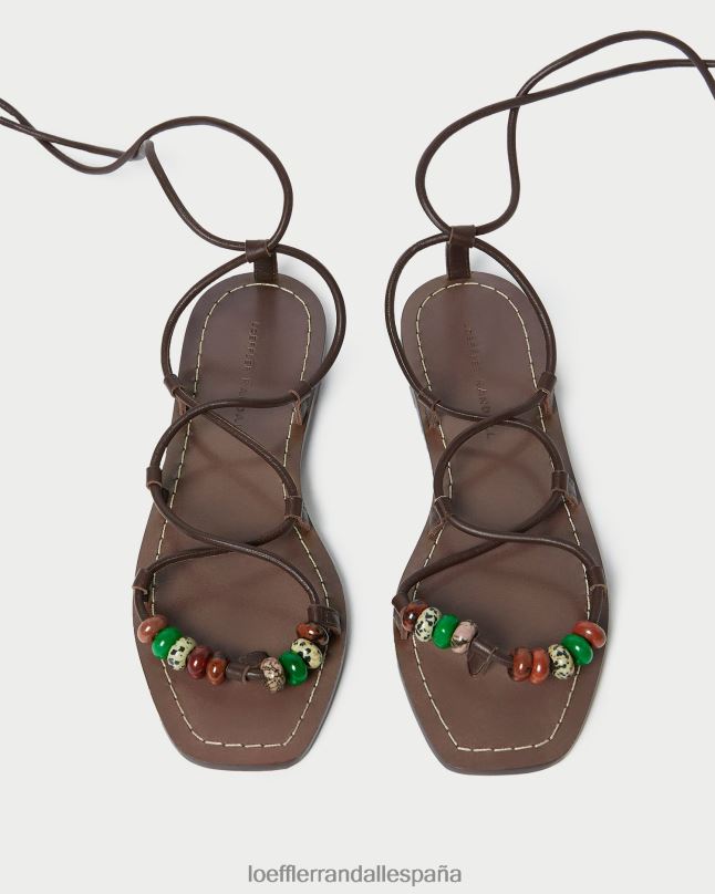 zapatos 04282134 chocolate mujer Loeffler Randall sandalia colleen con nudo y cordones