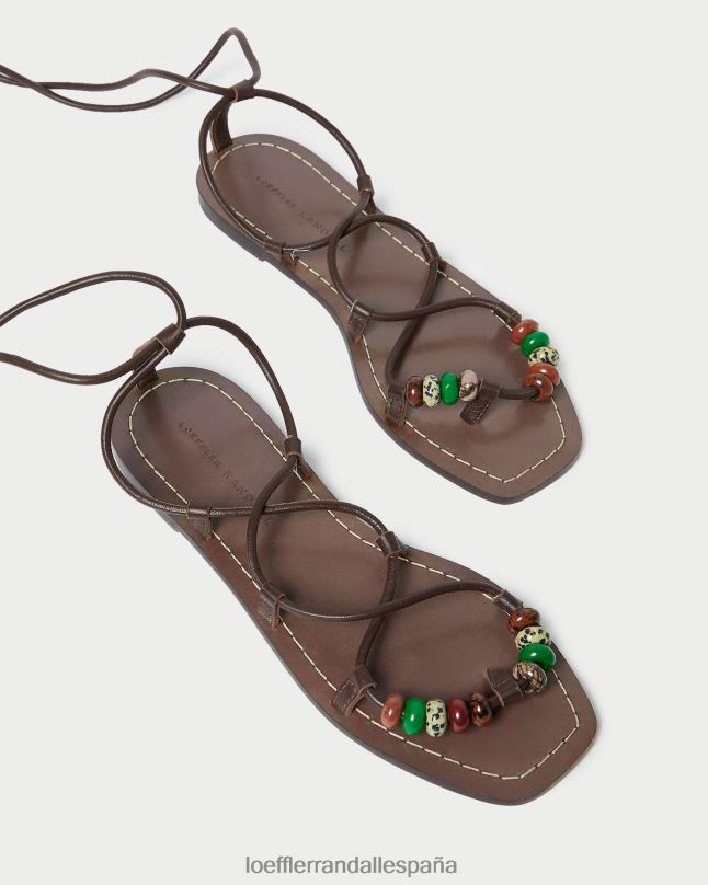 zapatos 04282134 chocolate mujer Loeffler Randall sandalia colleen con nudo y cordones