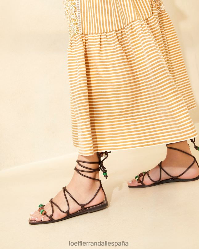zapatos 04282134 chocolate mujer Loeffler Randall sandalia colleen con nudo y cordones
