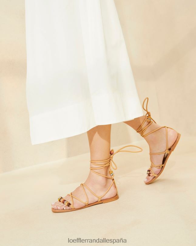 zapatos 04282135 Miel mujer Loeffler Randall sandalia colleen con nudo y cordones
