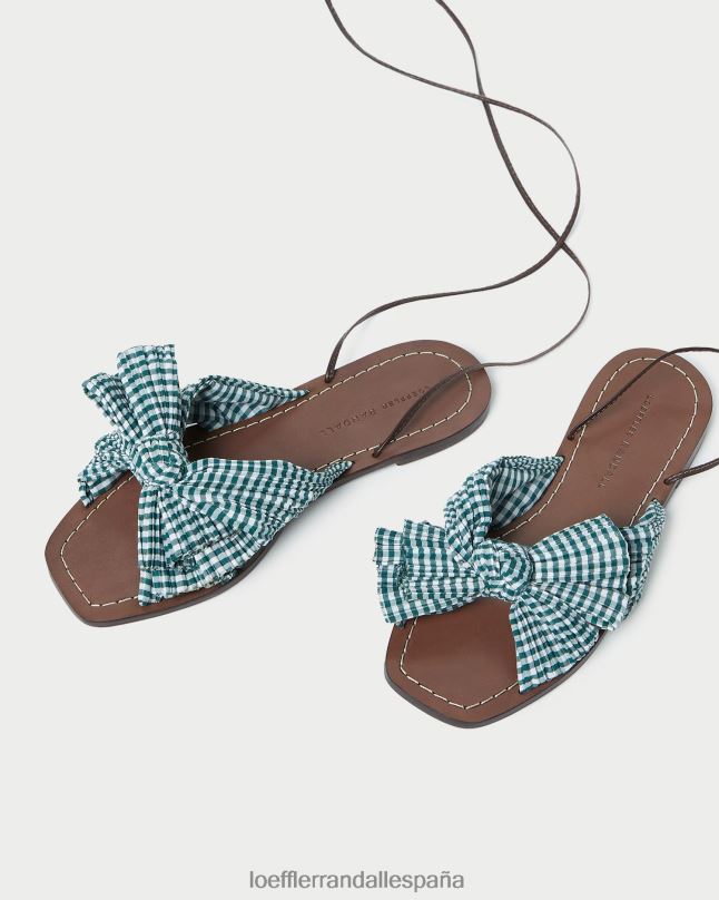 zapatos 04282136 mini cuadros verdes mujer Loeffler Randall tobogán con lazo de peonía