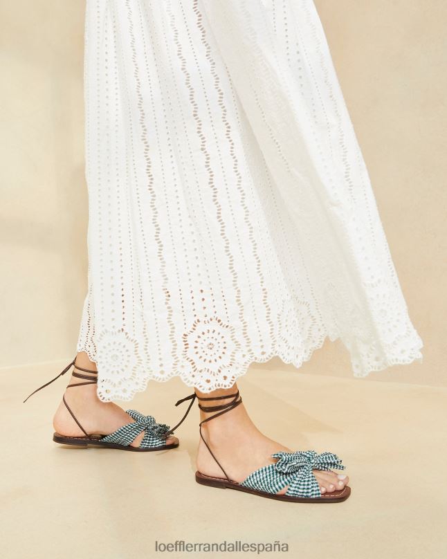 zapatos 04282136 mini cuadros verdes mujer Loeffler Randall tobogán con lazo de peonía