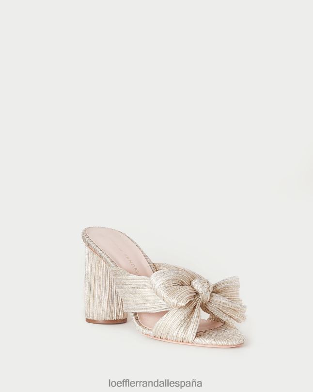 zapatos 0428210 platino mujer Loeffler Randall tacón con lazo plisado