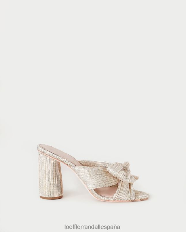zapatos 0428210 platino mujer Loeffler Randall tacón con lazo plisado