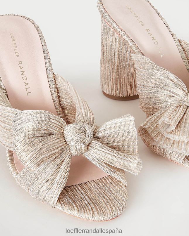 zapatos 0428210 platino mujer Loeffler Randall tacón con lazo plisado